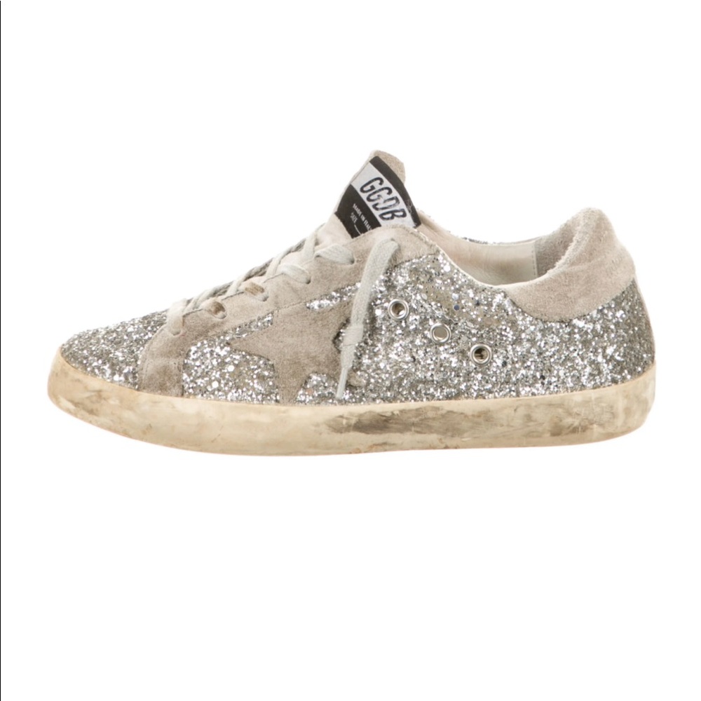 Golden Goose silver sparkle superstars